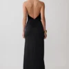 Lien Mesh Velvet Plunge Midi Dress – Black Lien Mesh Velvet Plunge Midi Dress – Black