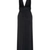 Lien Mesh Velvet Plunge Midi Dress – Black Lien Mesh Velvet Plunge Midi Dress – Black