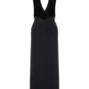 Lien Mesh Velvet Plunge Midi Dress – Black Lien Mesh Velvet Plunge Midi Dress – Black