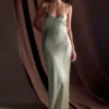Lilly Sweetheart Satin Maxi Dress – Sage Lilly Sweetheart Satin Maxi Dress – Sage