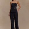 Lindie Strapless Suiting Top – Black Lindie Strapless Suiting Top – Black