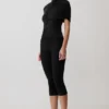 Linh Slinky High Neck Gathered Top – Black