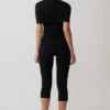 Linh Slinky High Neck Gathered Top – Black
