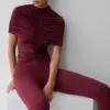 Linh Slinky High Neck Gathered Top – Mahogany Linh Slinky High Neck Gathered Top – Mahogany