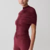 Linh Slinky High Neck Gathered Top – Mahogany Linh Slinky High Neck Gathered Top – Mahogany