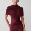 Linh Slinky High Neck Gathered Top – Mahogany Linh Slinky High Neck Gathered Top – Mahogany