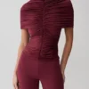 Linh Slinky High Neck Gathered Top – Mahogany Linh Slinky High Neck Gathered Top – Mahogany