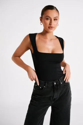 Linley Recycled Nylon Long Line Top – Black Linley Recycled Nylon Long Line Top – Black