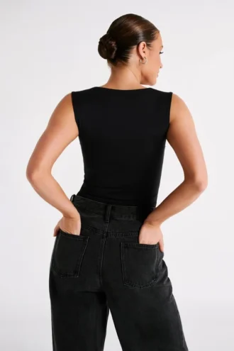 Linley Recycled Nylon Long Line Top – Black Linley Recycled Nylon Long Line Top – Black