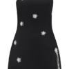 Liva Strapless Diamante Floral Trim Mini Dress – Black Liva Strapless Diamante Floral Trim Mini Dress – Black