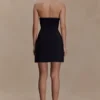 Liva Strapless Diamante Floral Trim Mini Dress – Black Liva Strapless Diamante Floral Trim Mini Dress – Black