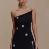Liva Strapless Diamante Floral Trim Mini Dress – Black Liva Strapless Diamante Floral Trim Mini Dress – Black