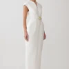 Livia V Neck Linen Maxi Dress – White Livia V Neck Linen Maxi Dress – White