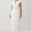 Livia V Neck Linen Maxi Dress – White Livia V Neck Linen Maxi Dress – White