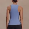 Lola Ribbed Sleeveless Top With Hardware – Cornflower Blue Lola Ribbed Sleeveless Top With Hardware – Cornflower Blue