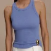 Lola Ribbed Sleeveless Top With Hardware – Cornflower Blue Lola Ribbed Sleeveless Top With Hardware – Cornflower Blue