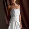 Lora Strapless Satin Mini Dress – White Lora Strapless Satin Mini Dress – White