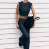 Loraine Sleeveless Denim Top – Indigo Pinstripe Loraine Sleeveless Denim Top – Indigo Pinstripe
