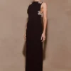Lorde Embellished Crepe Maxi Dress – Black Lorde Embellished Crepe Maxi Dress – Black