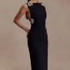 Lorde Embellished Crepe Maxi Dress – Black Lorde Embellished Crepe Maxi Dress – Black
