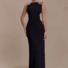 Lorde Embellished Crepe Maxi Dress – Black Lorde Embellished Crepe Maxi Dress – Black