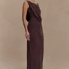 Lorieanne Draped Maxi Dress – Dark Chocolate Lorieanne Draped Maxi Dress – Dark Chocolate