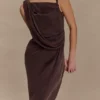 Lorieanne Draped Maxi Dress – Dark Chocolate Lorieanne Draped Maxi Dress – Dark Chocolate