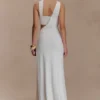Lottie Slinky Maxi Dress With Split – White
