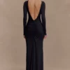 Louisa Long Sleeve Slinky Maxi Dress – Black Louisa Long Sleeve Slinky Maxi Dress – Black