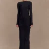 Louisa Long Sleeve Slinky Maxi Dress – Black Louisa Long Sleeve Slinky Maxi Dress – Black