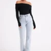 Lucinda Recycled Nylon Off Shoulder Top – Black