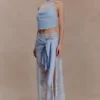 Lucy Lace And Knit Halter Top – Cornflower Blue Lucy Lace And Knit Halter Top – Cornflower Blue