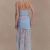 Lucy Lace And Knit Skirt – Cornflower Blue