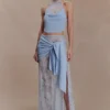 Lucy Lace And Knit Skirt – Cornflower Blue