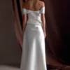 Luna Satin Off Shoulder Gown – White Luna Satin Off Shoulder Gown – White