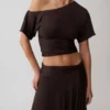 Luu Off Shoulder Slinky Top – Dark Chocolate Luu Off Shoulder Slinky Top – Dark Chocolate
