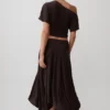 Luu Slinky Midi Skirt – Dark Chocolate