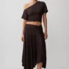 Luu Slinky Midi Skirt – Dark Chocolate