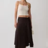 Luu Slinky Midi Skirt – Dark Chocolate