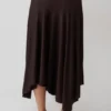 Luu Slinky Midi Skirt – Dark Chocolate