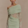 Luxie Lace Knit Mini Dress – Pastel Green