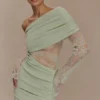 Luxie Lace Knit Mini Dress – Pastel Green