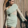 Luxie Lace Knit Mini Dress – Pastel Green