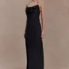 Lydia Cowl Neck Satin Maxi Dress – Black Lydia Cowl Neck Satin Maxi Dress – Black