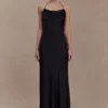 Lydia Cowl Neck Satin Maxi Dress – Black Lydia Cowl Neck Satin Maxi Dress – Black