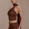 Lydia Slinky Asymmetrical Halter Top – Chocolate Lydia Slinky Asymmetrical Halter Top – Chocolate