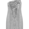 Lyle One Shoulder Glow Mesh Mini Dress – Silver Lyle One Shoulder Glow Mesh Mini Dress – Silver