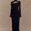 Lyndon Long Sleeve Slinky Maxi Dress – Black Lyndon Long Sleeve Slinky Maxi Dress – Black
