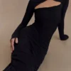 Lyndon Long Sleeve Slinky Maxi Dress – Black Lyndon Long Sleeve Slinky Maxi Dress – Black