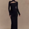 Lyndon Long Sleeve Slinky Maxi Dress – Black Lyndon Long Sleeve Slinky Maxi Dress – Black